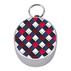 Checks Pattern Blue Red Mini Silver Compasses by designsbymallika