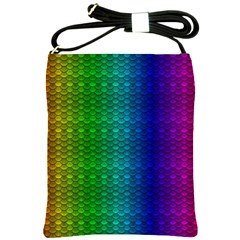 Rainbow Colored Scales Pattern, Full Color Palette, Fish Like Shoulder Sling Bag by Casemiro