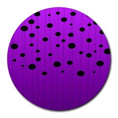 Two tone purple with black strings and ovals, dots. Geometric pattern Round Mousepads