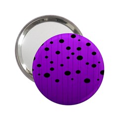 Two tone purple with black strings and ovals, dots. Geometric pattern 2.25  Handbag Mirrors