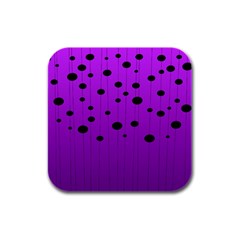 Two tone purple with black strings and ovals, dots. Geometric pattern Rubber Square Coaster (4 pack) 