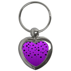 Two tone purple with black strings and ovals, dots. Geometric pattern Key Chain (Heart)