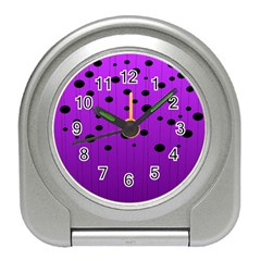 Two tone purple with black strings and ovals, dots. Geometric pattern Travel Alarm Clock