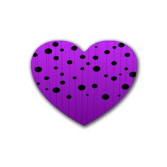 Two tone purple with black strings and ovals, dots. Geometric pattern Heart Coaster (4 pack) 