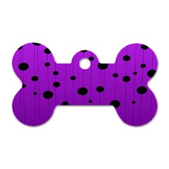 Two tone purple with black strings and ovals, dots. Geometric pattern Dog Tag Bone (One Side)