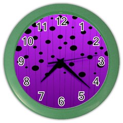 Two tone purple with black strings and ovals, dots. Geometric pattern Color Wall Clock