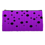 Two tone purple with black strings and ovals, dots. Geometric pattern Pencil Case Front