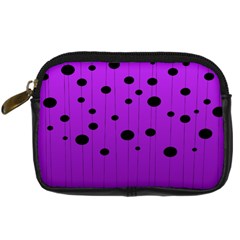 Two tone purple with black strings and ovals, dots. Geometric pattern Digital Camera Leather Case