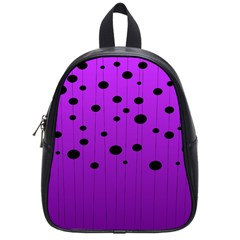 Two tone purple with black strings and ovals, dots. Geometric pattern School Bag (Small)