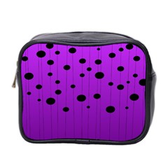 Two tone purple with black strings and ovals, dots. Geometric pattern Mini Toiletries Bag (Two Sides)