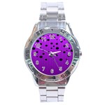 Two tone purple with black strings and ovals, dots. Geometric pattern Stainless Steel Analogue Watch Front