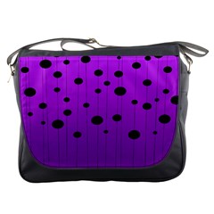 Two tone purple with black strings and ovals, dots. Geometric pattern Messenger Bag