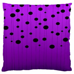 Two tone purple with black strings and ovals, dots. Geometric pattern Large Cushion Case (Two Sides)