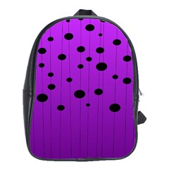 Two tone purple with black strings and ovals, dots. Geometric pattern School Bag (XL)