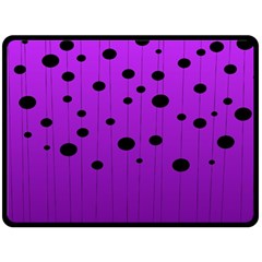 Two tone purple with black strings and ovals, dots. Geometric pattern Double Sided Fleece Blanket (Large) 