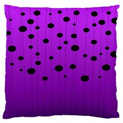 Two tone purple with black strings and ovals, dots. Geometric pattern Large Flano Cushion Case (One Side)