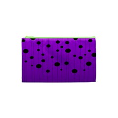 Two tone purple with black strings and ovals, dots. Geometric pattern Cosmetic Bag (XS)