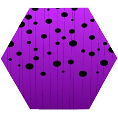 Two tone purple with black strings and ovals, dots. Geometric pattern Wooden Puzzle Hexagon