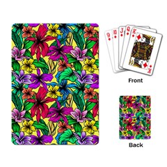 Hibiscus Flowers Pattern, Floral Theme, Rainbow Colors, Colorful Palette Playing Cards Single Design (rectangle) by Casemiro