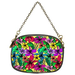 Hibiscus Flowers Pattern, Floral Theme, Rainbow Colors, Colorful Palette Chain Purse (two Sides) by Casemiro