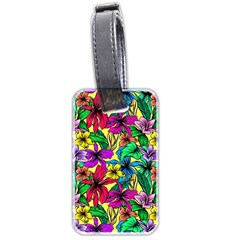 Hibiscus Flowers Pattern, Floral Theme, Rainbow Colors, Colorful Palette Luggage Tag (two Sides) by Casemiro