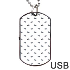 Vintage Car Motif Prin Pattern 2001 Dog Tag USB Flash (Two Sides)