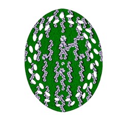 Cherry-blossoms Branch Decorative On A Field Of Fern Ornament (oval Filigree) by pepitasart