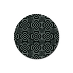 Geometric Pattern, Army Green And Black Lines, Regular Theme Rubber Round Coaster (4 Pack)  by Casemiro