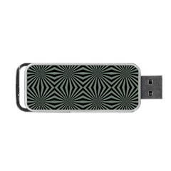 Geometric Pattern, Army Green And Black Lines, Regular Theme Portable Usb Flash (one Side) by Casemiro