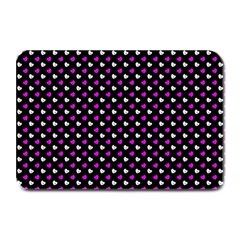 White And Pink Hearts At Black, Vector Handrawn Hearts Pattern Plate Mats by Casemiro