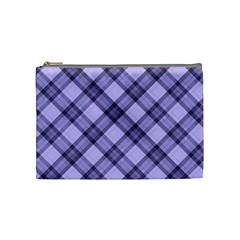 Pastel Purple And Steel Black Lines Pattern, Retro Tartan, Classic Plaid Cosmetic Bag (medium) by Casemiro