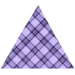 Pastel Purple And Steel Black Lines Pattern, Retro Tartan, Classic Plaid Wooden Puzzle Triangle by Casemiro