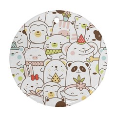 Cute-baby-animals-seamless-pattern Ornament (round)