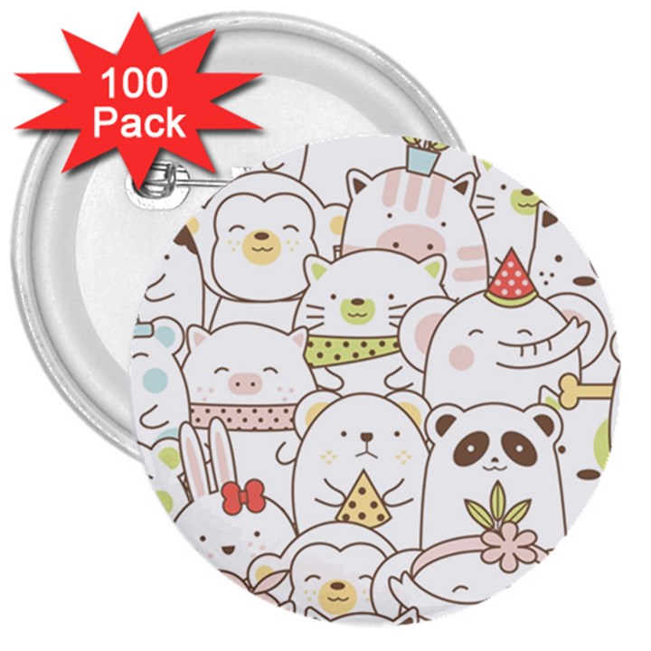 Cute-baby-animals-seamless-pattern 3  Buttons (100 pack) 