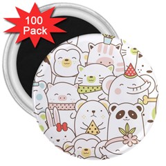 Cute-baby-animals-seamless-pattern 3  Magnets (100 Pack)
