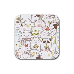 Cute-baby-animals-seamless-pattern Rubber Coaster (square) 