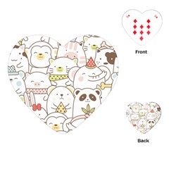 Cute-baby-animals-seamless-pattern Playing Cards Single Design (heart)