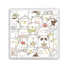 Cute-baby-animals-seamless-pattern Memory Card Reader (square)