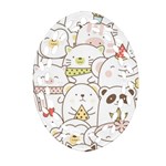 Cute-baby-animals-seamless-pattern Oval Filigree Ornament (Two Sides) Front