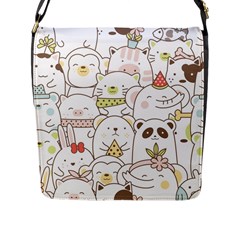 Cute-baby-animals-seamless-pattern Flap Closure Messenger Bag (l)