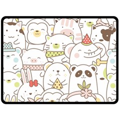 Cute-baby-animals-seamless-pattern Double Sided Fleece Blanket (large) 