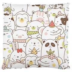 Cute-baby-animals-seamless-pattern Large Flano Cushion Case (one Side)
