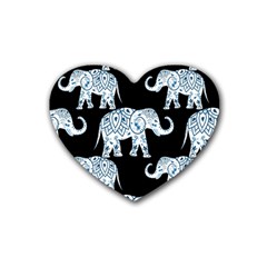 Elephant-pattern-background Heart Coaster (4 Pack)  by Sobalvarro