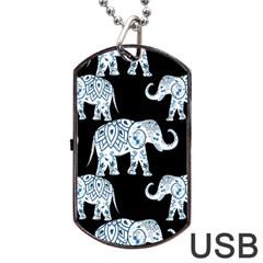 Elephant-pattern-background Dog Tag Usb Flash (two Sides) by Sobalvarro