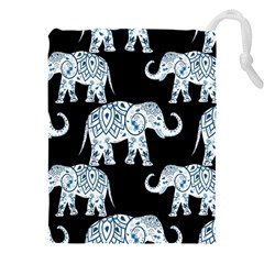 Elephant-pattern-background Drawstring Pouch (4xl) by Sobalvarro