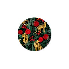 Seamless-pattern-with-leopards-and-roses-vector Golf Ball Marker by Sobalvarro