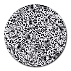 Vector-eclectic-fabric-seamless-pattern-animal-background-with-baroque-ornament Round Mousepads by Sobalvarro