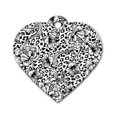 Vector-eclectic-fabric-seamless-pattern-animal-background-with-baroque-ornament Dog Tag Heart (one Side) by Sobalvarro