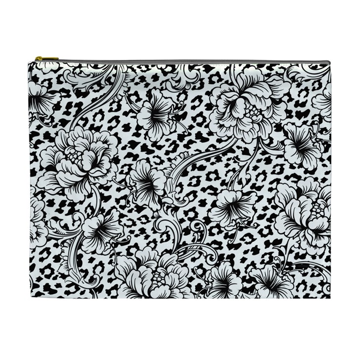 Vector-eclectic-fabric-seamless-pattern-animal-background-with-baroque-ornament Cosmetic Bag (XL)