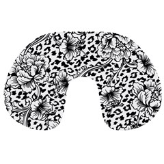 Vector-eclectic-fabric-seamless-pattern-animal-background-with-baroque-ornament Travel Neck Pillow by Sobalvarro